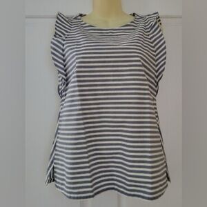 LOFT Navy and White Striped Tank Top